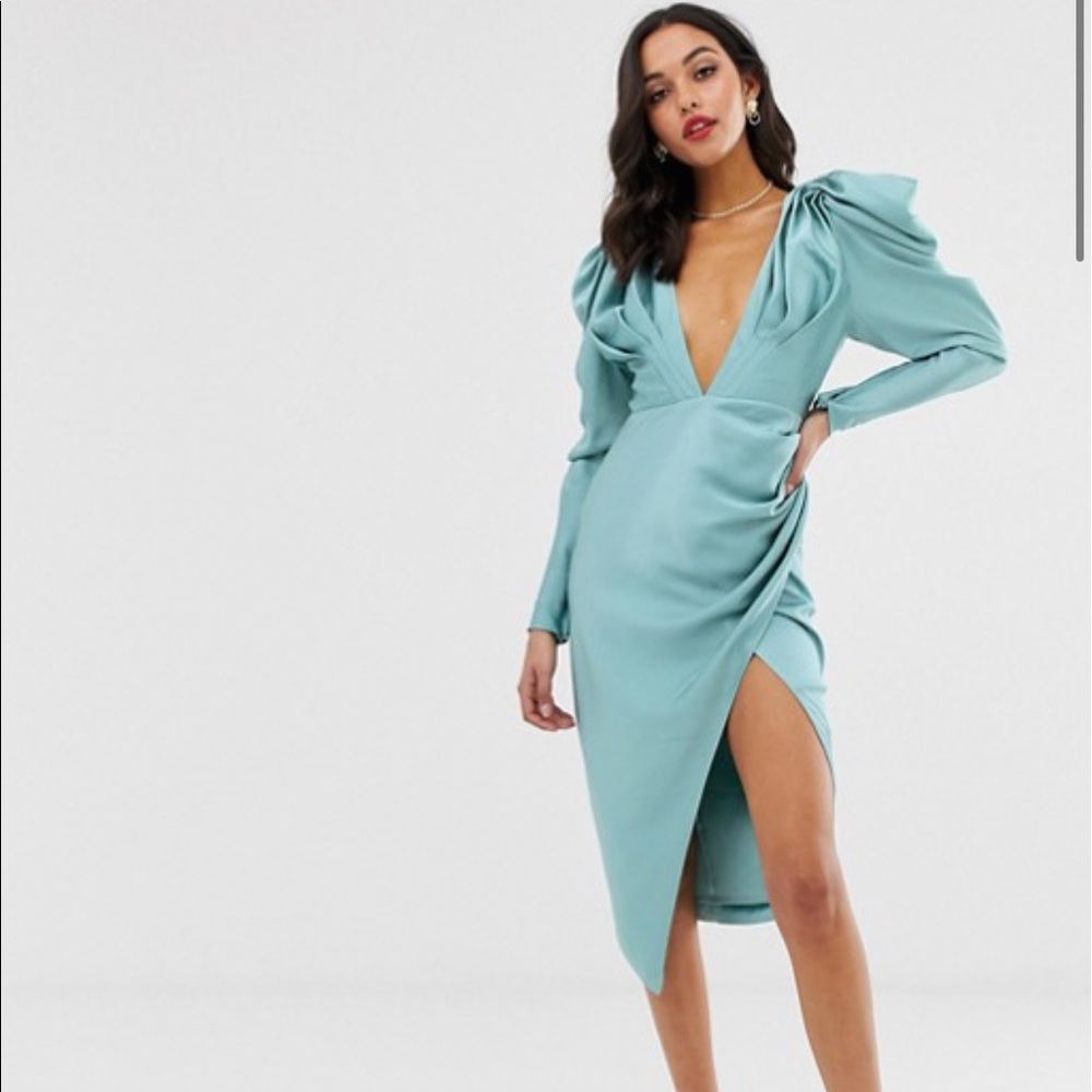 ASOS Edition satin plunge midi dress